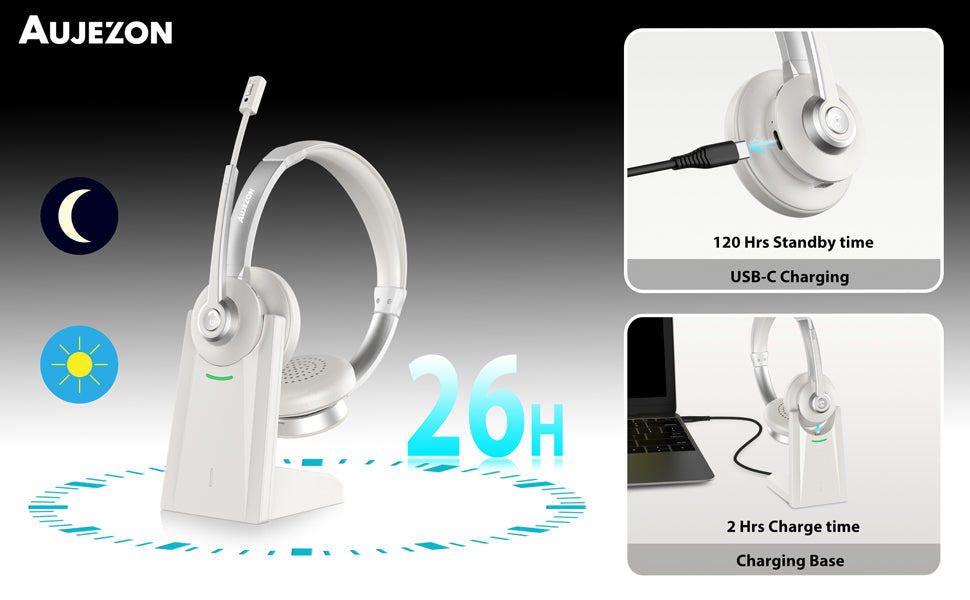 Earbay Wireless Dual Connection Headset - White