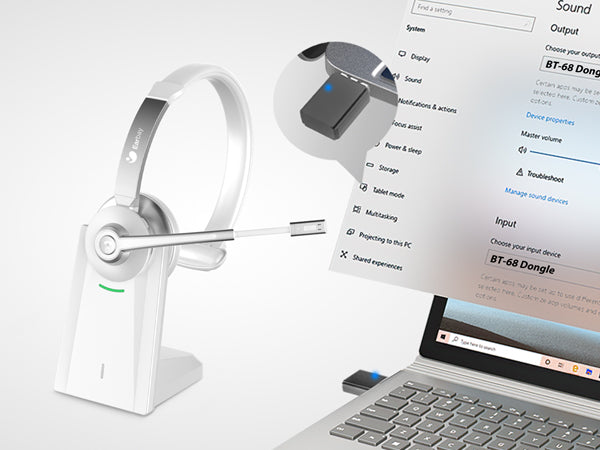 Earbay Wireless Dual Connection Headset - White