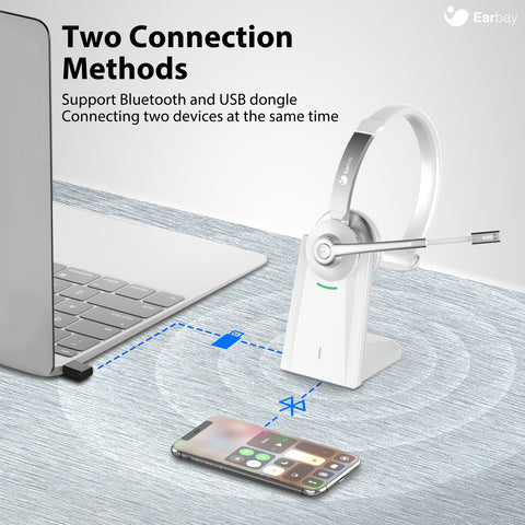 Earbay Wireless Dual Connection Headset - White