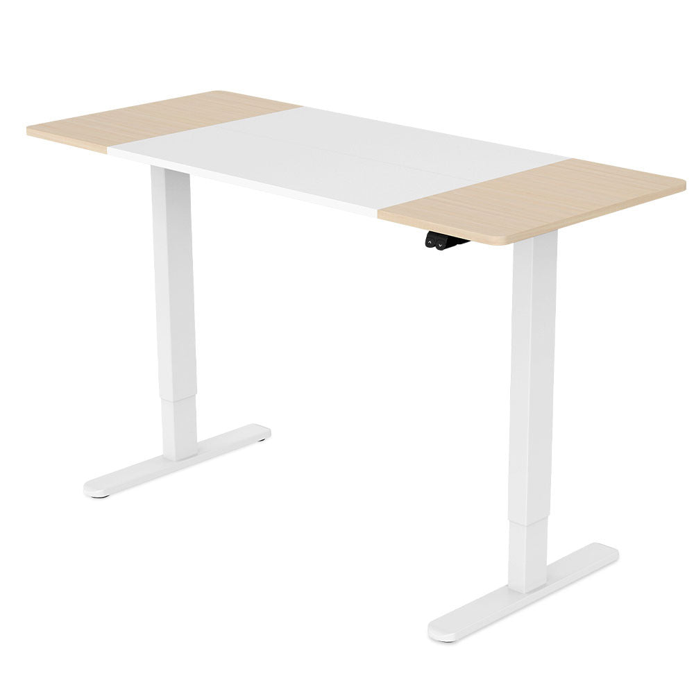 Fortia Electric Height Adjustable Standing Desk - 140cm - Light Oak Style + White